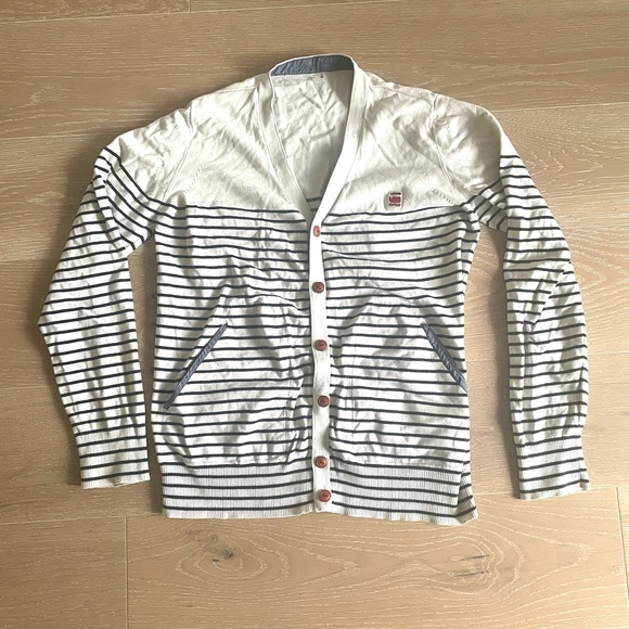 G-STAR RAW MEN'S CL HARI CARDIGAN STRIPED BLUE - Picture 1 of 5